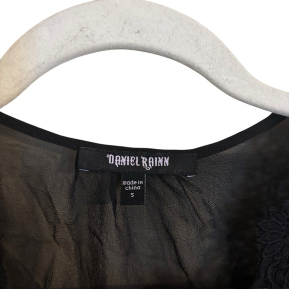 Daniel Rainn‎ Black Silk Lace Button Top Blouse Whimsigoth Small - Picture 4 of 9
